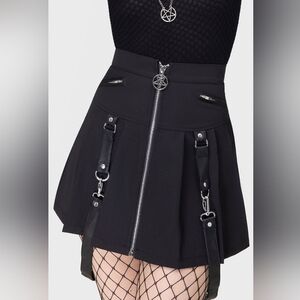 Killstar Black Skater Skirt with Silver Accents